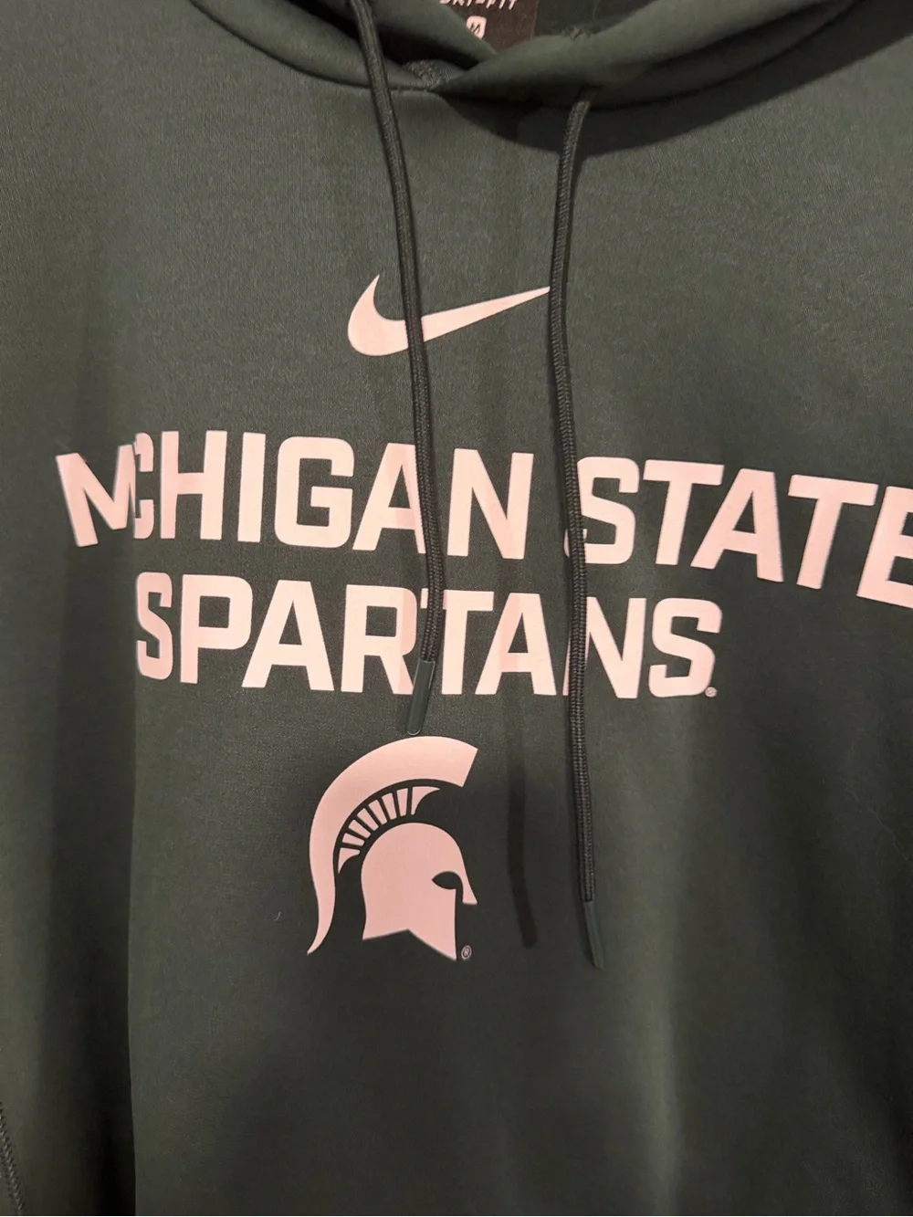 NWOT NIKE MICHIGAN STATE SPARTANS MENS GREEN WORDMARK HOODIE MEDIUM